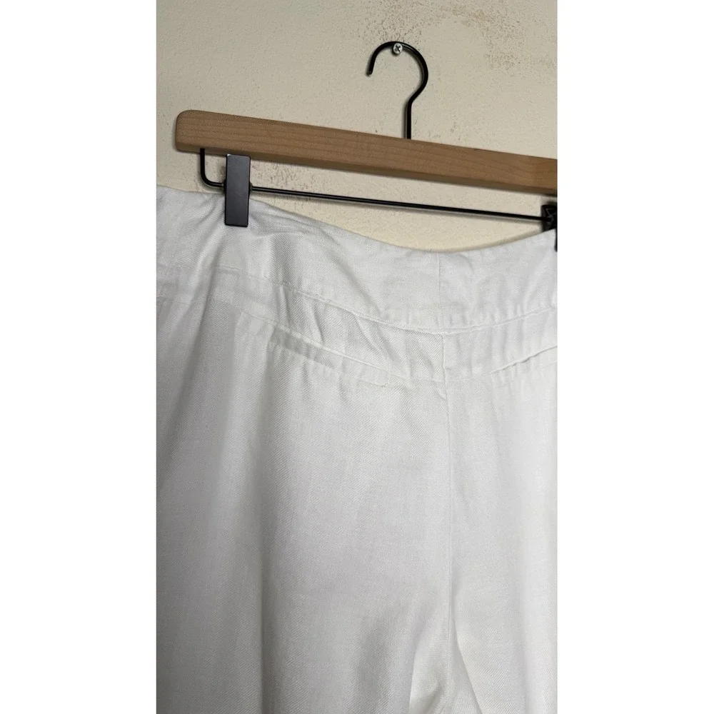 Worthington White Linen Pants  33X 31 Wide Leg Coastal Grandmother Beach Summer
